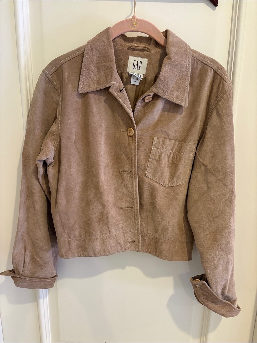 GAP Women's Cropped Suede Jacket in Taupe Brown
